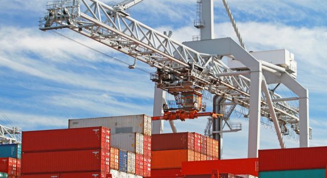 Container und Kran 