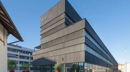 Aussenansicht vom neuen Campus auf dem Dreispitz 