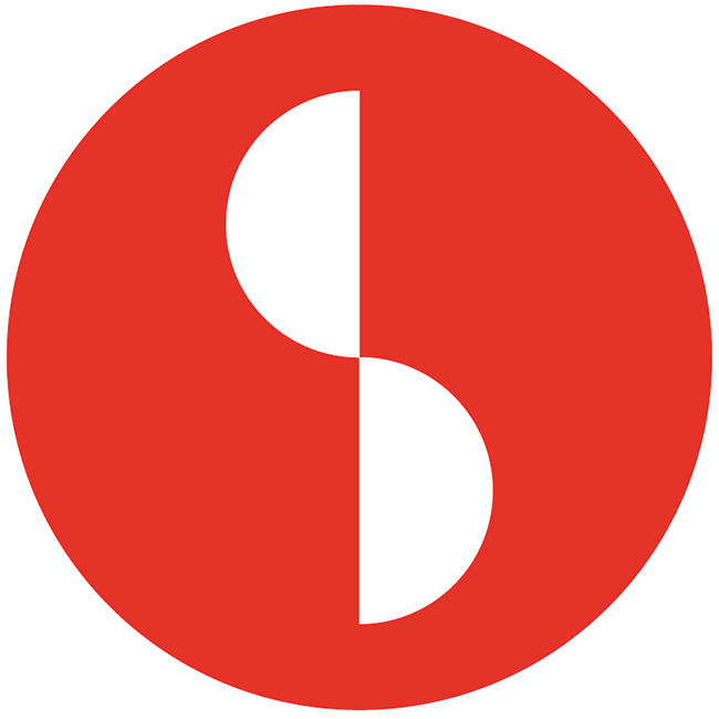 Zwei weisse Halbkreise auf rotem Grund