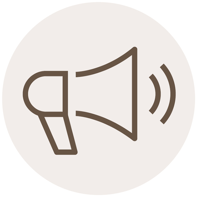 Symbolbild Megafon mit 2 Schallwellen