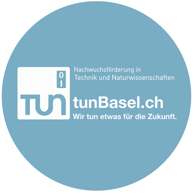Blauer Kreis mit weissem Schriftzug «tunBasel»