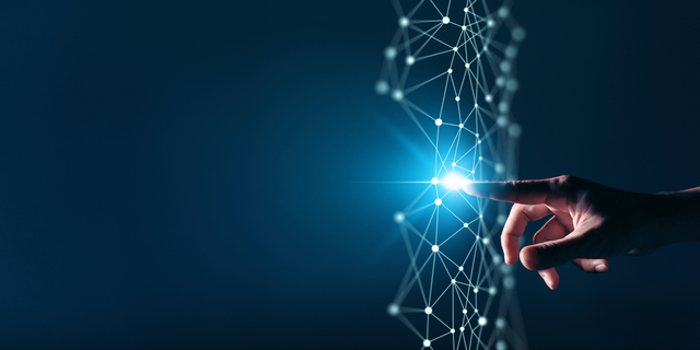 Fingertipp auf digitales Netzwerk