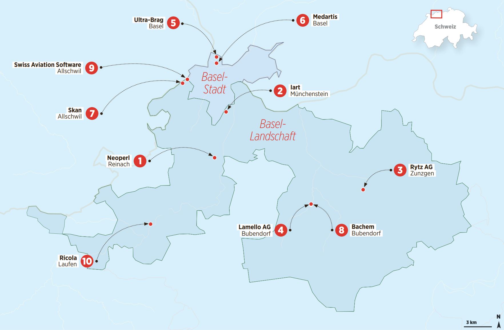 Überblickskarte der Region auf der die Hidden Chamions eingezeichnet sind.